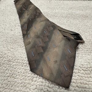 Siena Collezione Tie Brown Geometric Diagonal Stripe Jacquard Silk Rockabilly